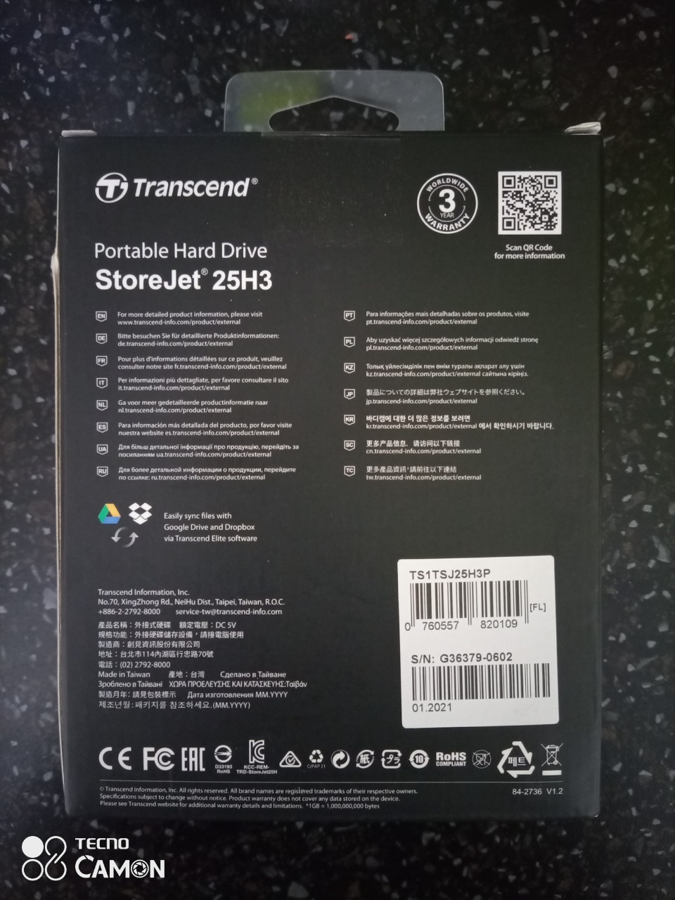 Внешний жесткий диск Transcend TS1TSJ25H3P в Алматы - цены, купить в ...