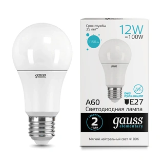 LED лампа Gauss Elementary A60 12W E27 1150 lm 4100K 23222