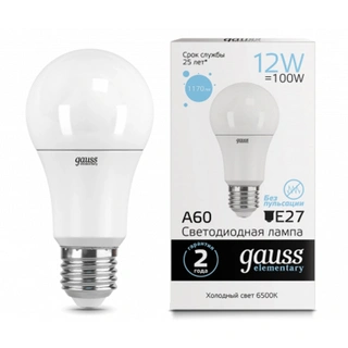 LED лампа Gauss Elementary A60 12W E27 1170lm 6500K  23232