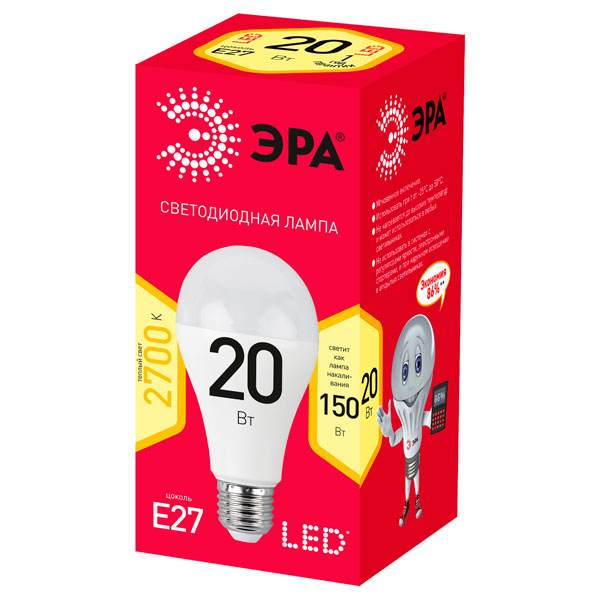 Лампа светодиодная ЭРА ECO LED A65-20W-827-E27