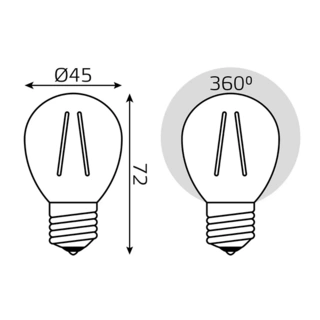 LED лампа Gauss Filament Шар 7W 550lm 2700К Е27 LED (3 лампы в упаковке) - фото 4