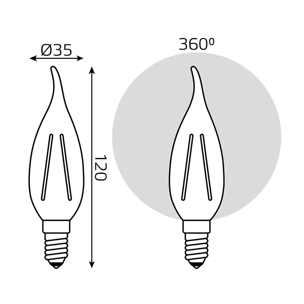LED лампа Gauss Filament Свеча на ветру 7W E14 550 lm 2700K (3 шт в упак.)