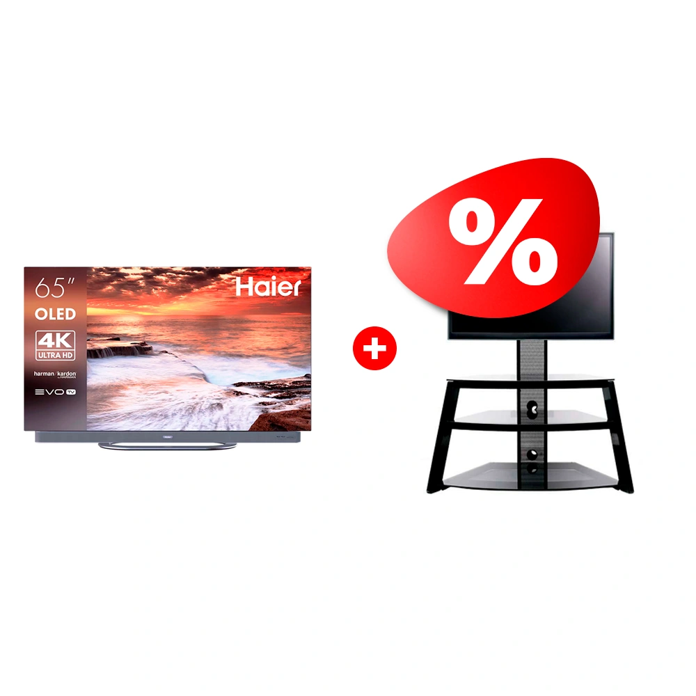 Комплект ТВ тумба Mart Кристалл К 65″ + OLED телевизор Haier 65 OLED S9 Ultra 