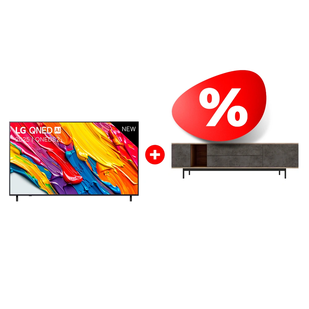 Комплект ТВ тумба MART Агат 1800 85″ + QNED телевизор LG 75QNED82A6B 