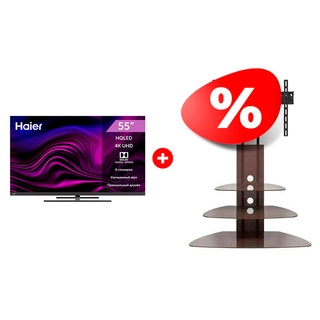Комплект ТВ тумба Mart Плаза-Консоль 50″ + LED телевизор Haier 55 Smart TV AX Pro 