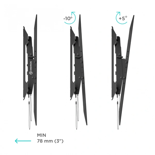 ONKRON кронштейн для телевизора 65"-100" наклонный, черный UT9 - фото 4