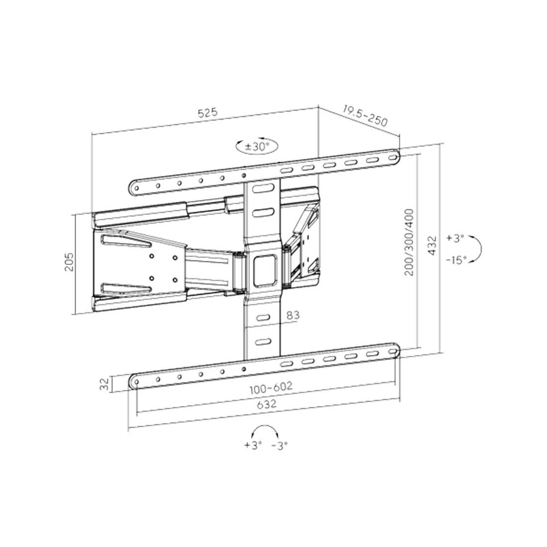Кронштейн XG FMW-4390 для ТВ и мониторов 43"-90"  - фото 3