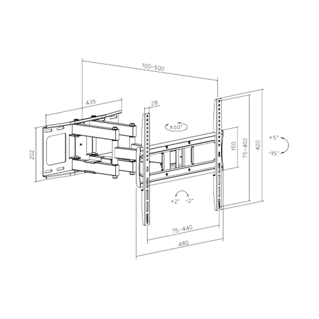 Кронштейн XG FMWA-3275 для ТВ и мониторов 32"-75"  - фото 2