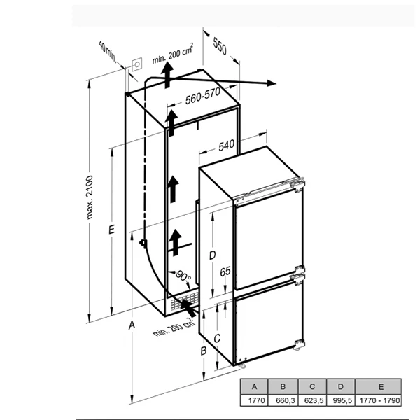 Schaub Lorenz кіріктірілген екі камералы тоңазытқыш SLUE235W4 - фото 3