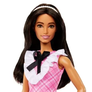 Кукла Barbie Fashionistas Барби в платье в розовую клетку HJT060 