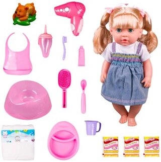 Пупс WeiTai Кукла в джинсовом сарафанчике 66005C, 42 см 