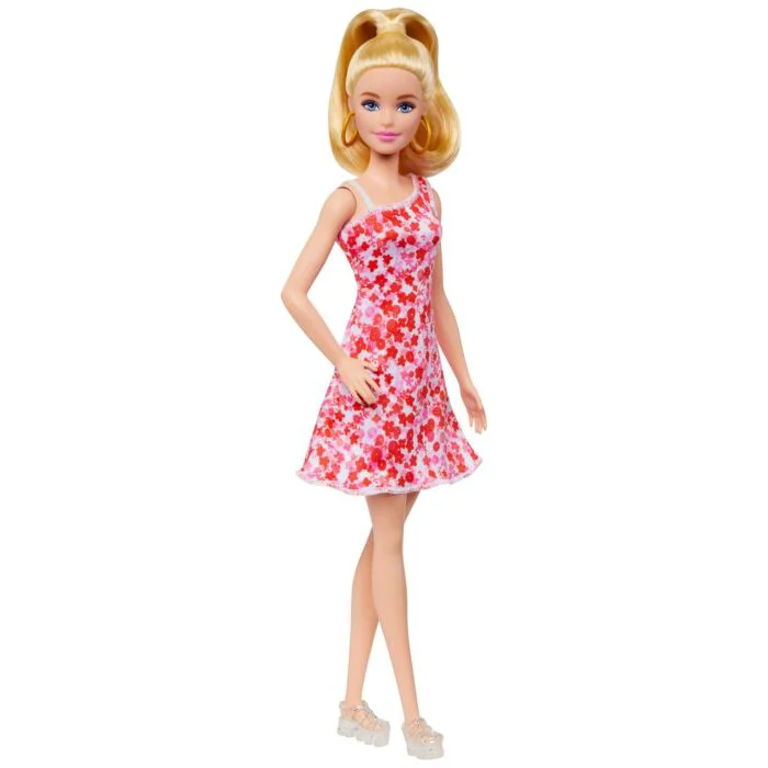 Кукла Barbie Fashionistas Барби в красном цветочном платье HJT020  - фото 2