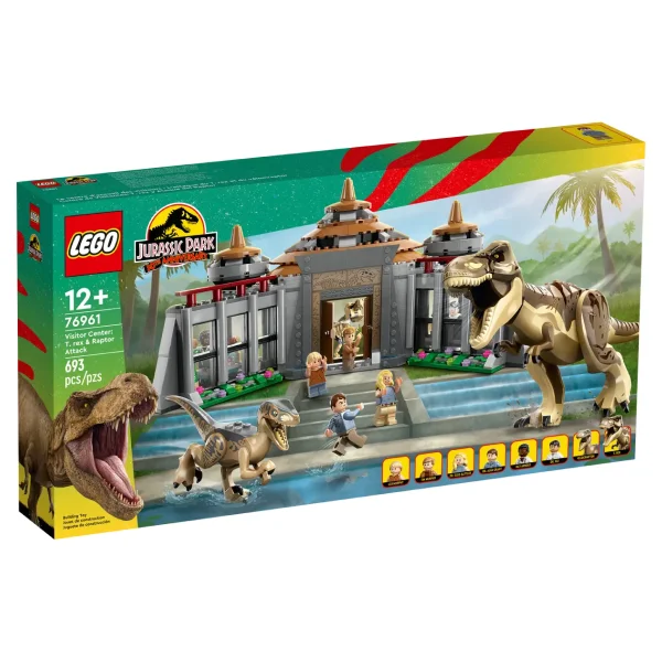 Конструктор LEGO Jurassic Park Центр посетителей: Атака тиранозавра и раптора 76961 / 693 деталей