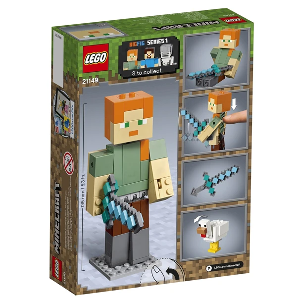 Конструктор Lego Большие фигурки Алекс с цыплёнком Minecraft 21149 - фото 3