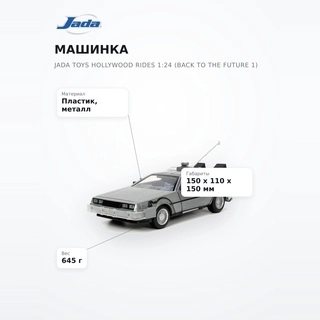 Машинка Jada Toys Hollywood Rides 1:24 (Back To The Future 1) - фото 6