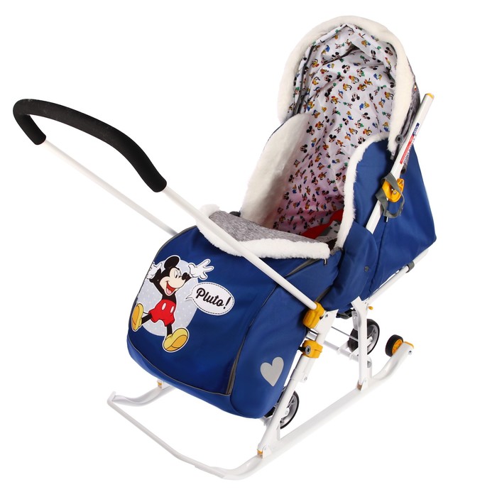 Санки-коляска «Disney-baby 2. Микки Маус», цвет тёмно-синий 