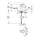 Смеситель для раковины GROHE BauEdge, гладкий корпус  - фото 2