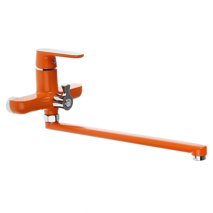 Смеситель для ванны Accoona A7166P, однорычажный, дивертор в корпусе, 30 см, оранжевый 