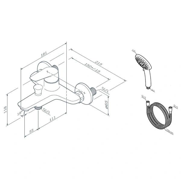 Смеситель для ванны и душа AM.PM Joy F85E15000 - фото 2