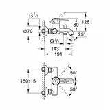 Смеситель для ванны GROHE BauClassic, с переключателем 