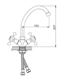 Cмеситель для кухни Accoona A4680, двухвентильный, с гайкой, силумин, хром  - фото 4