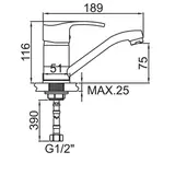 Смеситель для кухни Accoona A4203, однорычажный, с гайкой, гусак короткий, латунь, хром  - фото 4