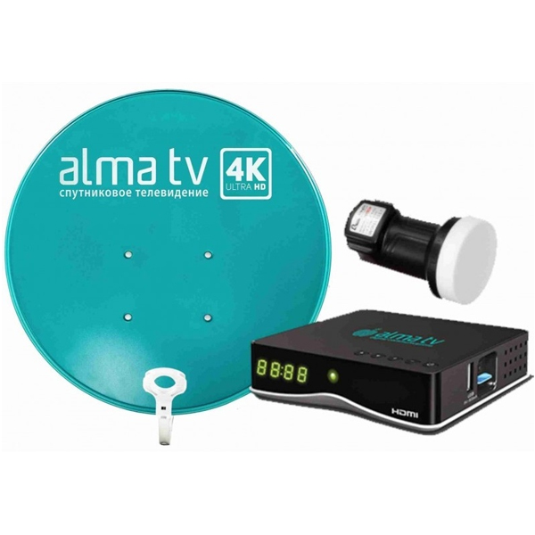 Alma TV спутниктік жабдықтар жиынтығы приставкасы бар, 60 см