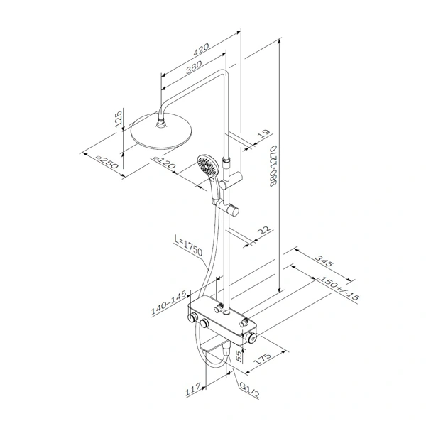 Душевая система AM.PM Inspire 2.0 F0750A500 - фото 10
