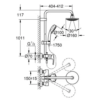 Душевая система со смесителем Grohe New Tempesta Cosmopolitan 160 26224000
