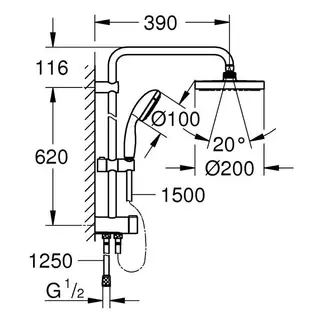 Душевая система Grohe New Tempesta 200 27389001