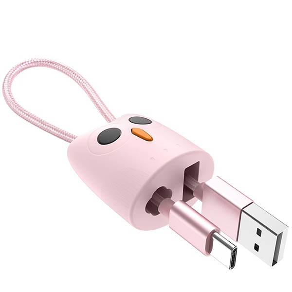 Кабель с силиконовым чехлом Hoco KX2 USB - USB Type-C 0,2м Pink