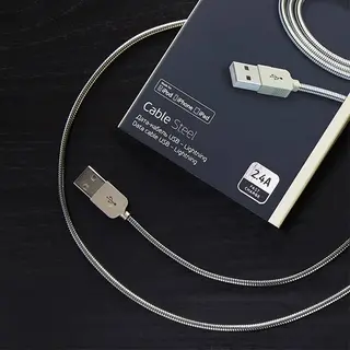 Дата-кабель Deppa Metal USB - 8-pin для Apple Silver