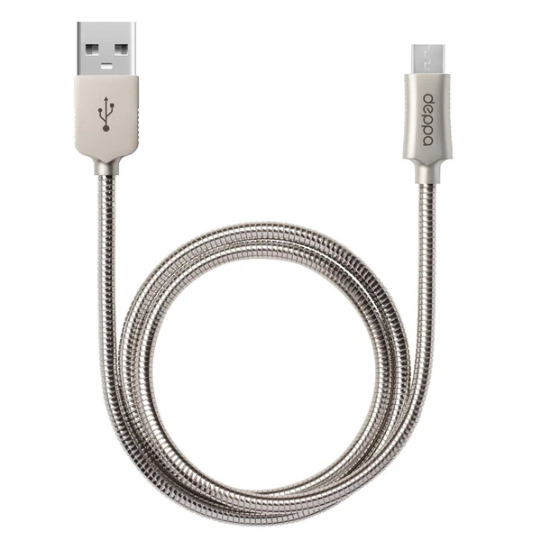 Дата-кабель Deppa Metal USB - microUSB Silver