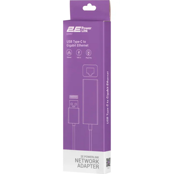 Сетевой адаптер 2E PowerLink U2085T 1xGE, USB Type-C - фото 5
