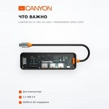 Док-станция Canyon DS-13 7in1 4k USB-C Transparent Space Grey - фото 6