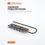 Док-станция Canyon DS-13 7in1 4k USB-C Transparent Space Grey - фото 5