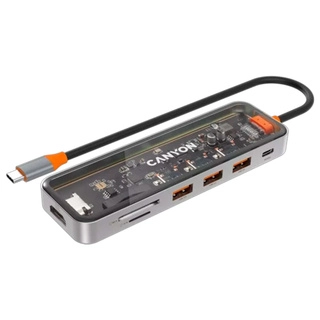 Док-станция Canyon DS-13 7in1 4k USB-C Transparent Space Grey