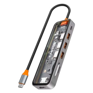 Док-станция Canyon DS-13 7in1 4k USB-C Transparent Space Grey - фото 3