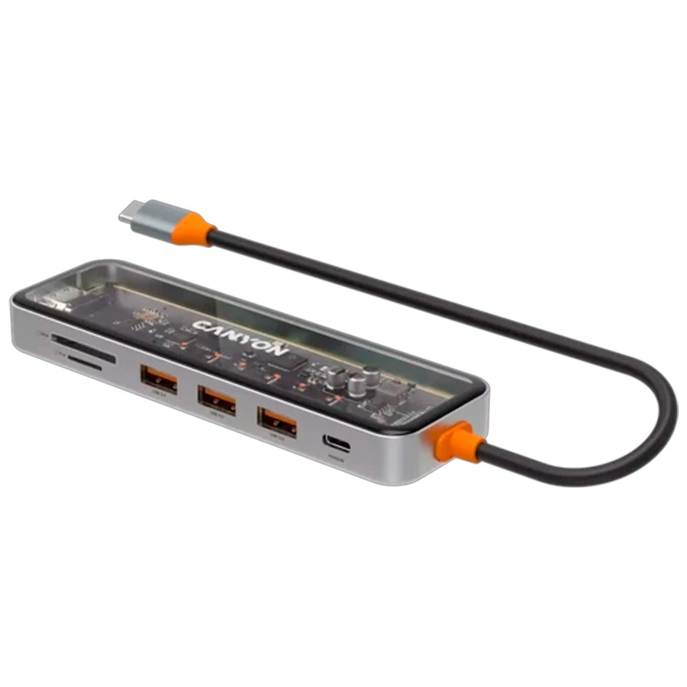 Док-станция Canyon DS-13 7in1 4k USB-C Transparent Space Grey - фото 4