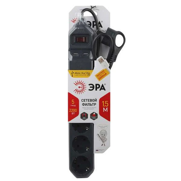 Сетевой фильтр ЭРА USF-5es-1.5m-USB-B - фото 2
