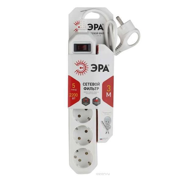 Сетевой фильтр ЭРА USF-5es-3m-W - фото 2