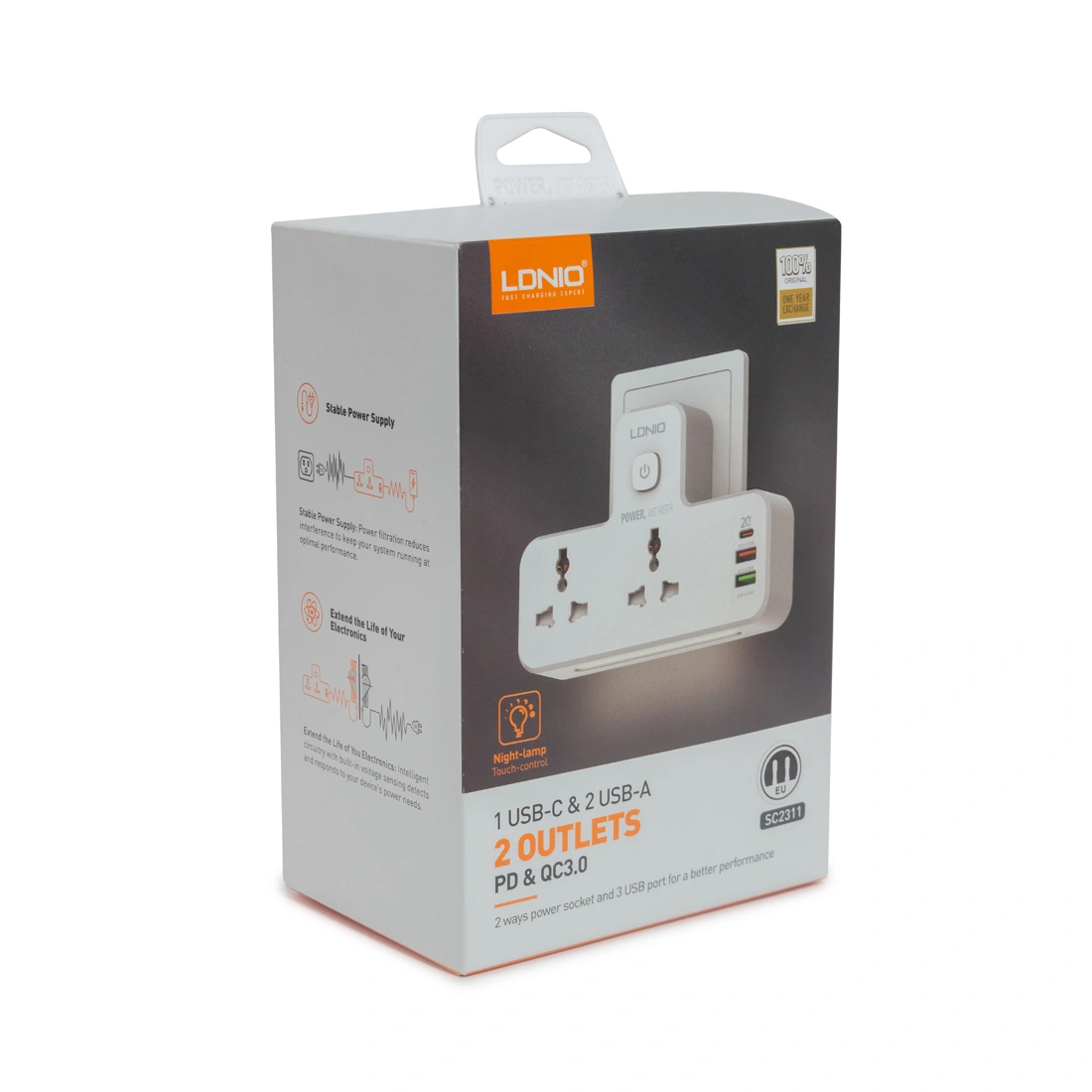 LDNIO желілік сүзгісі  Universal SC2311 2 розетка 2 USB жылдам зарядтау - фото 5