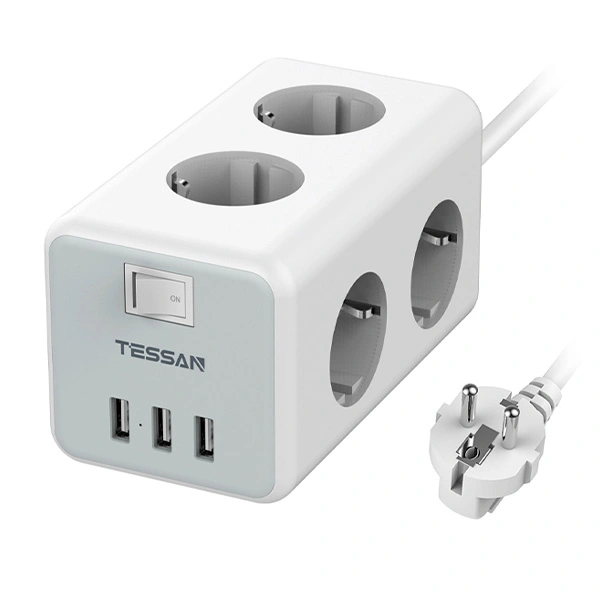 Сетевой фильтр Tessan TS-306 2 м серый