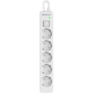 Сетевой фильтр Defender DFS 135 - 5,0 М, 5 розеток White