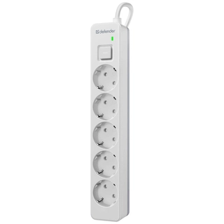 Сетевой фильтр Defender DFS 135 - 5,0 М, 5 розеток White