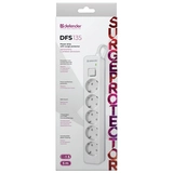 Сетевой фильтр Defender DFS 135 - 5,0 М, 5 розеток White - фото 9