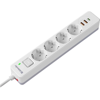 Сетевой фильтр Defender DFS 141 - 1,5 М, 4 розеток, 2xUSB, 1xType-C White