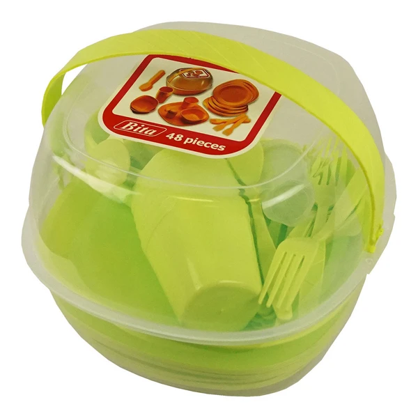 Набор пластиковой посуды для пикника 48 предметов - фото 3