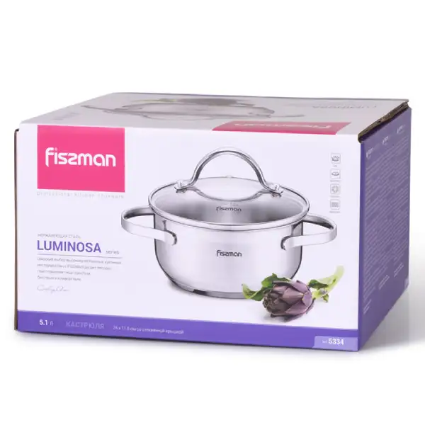 Кастрюля Fissman Luminosa 5,1 л (SS-5334) - фото 2