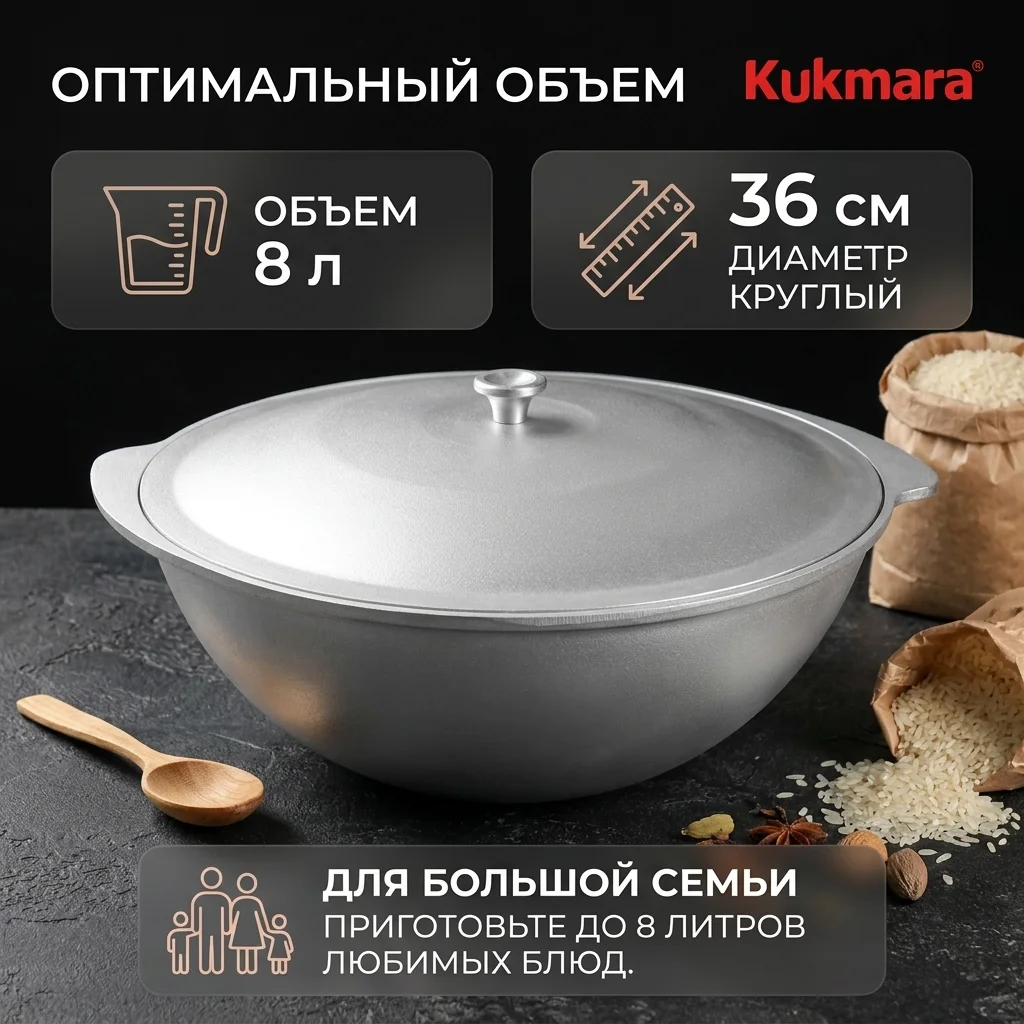 Казан для плова Kukmara К85 8л - фото 8